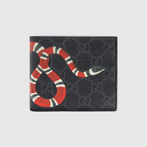 portafogli gucci supreme con kingsnake|GG Supreme Black Kingsnake Print Large Wallet.